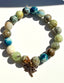 Pyrite Dioptase Ball Bracelet with Two Tone Diamond Dragonfly, 7.25"