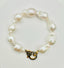 Medium White Baroque Pearl Bracelet with Two Tone Diamond Clasp