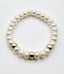 Freshwater Button Pearl Bracelet with 3 Gold Fill Rondelles