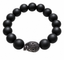 Matte Black Onyx Bracelet with Black Spinel Skull