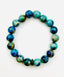 Natural Azurite Chrysocolla Ball Bracelet with Black Spinel Rondelle, 7.25"