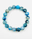 Blue Impression Quartz Ball Bracelet with Black Spinel Rondelle, 7.25"