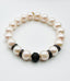 10mm Round White Freshwater Pearl Bracelet with Black Spinel Ball and Rondelles