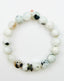 Natural Rainbow Moonstone Ball Bracelet with Black Spinel Rondelle, 7.25"