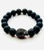 Faceted Matte Black Onyx Ball with Black Spinel Skull Bracelet, 7.25"