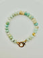 Faceted Amazonite Bracelet with Gold Vermeil, 7.25" Length
