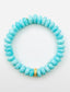 Smooth 10mm Amazonite Rondelle  Bracelet with Gold Vermeil Diamond Rondelle, 7.35"