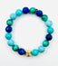Smooth Turquoise, Matte Lapis, Matte Turquiose, and Malachite Bracelet, 7.25"