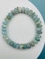 Faceted 10mm Multicolor Aquamarine Rondelle Stretch Bracelet with a Vermeil Diamond Rondelle