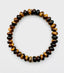 Smooth 6mm Tiger's Eye Rondelle Bracelet with a 18k YG Vermeil Diamond Rondelle, 7.25"