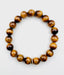 Smooth Tiger's Eye Ball Stretch Bracelet with a 18 YG Vermeil Diamond Rondelle, 7.25"
