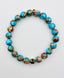 Spiny Oyster Turquoise and Gold Fill Ball Stretch Bracelet, 7.25"