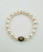 10mm Round Freshwater Pearl Bracelet with Diamond Sterling Silver Ball