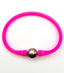 Fuschia Rubber Bracelet with Tahitian Pearl, 7.25"