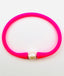 Fuchsia Rubber Bracelet with White Freshwater Pearl  , 7.25"