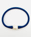 Navy Blue Rubber Bracelet with White Freshwater Pearl  , 7.25"