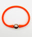 Orange Rubber Bracelet with Tahitian Pearl, 7.25"