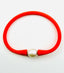 Orange Rubber Bracelet with White Freshwater Pearl  , 7.25"