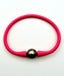 Salmon Pink Rubber Bracelet with Tahitian Pearl, 7.25"