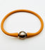 Tan Rubber Bracelet with Tahitian Pearl, 7.25"