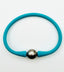 Teal Rubber Bracelet with Tahitian Pearl, 7.25"
