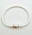 White Rubber Bracelet with White Freshwater Pearl , 7.25"