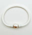 White Rubber Bracelet with White Freshwater Pearl  , 7.25"