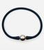 Black Rubber Bracelet with Tahitian Pearl, 7.25"