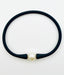Black Rubber Bracelet with White Freshwater Pearl  , 7.25"