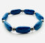 Faceted Denim Lapis and Pyrite Ball Stretch Bracelet, 7.25"