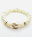 Mother of Pearl Faceted Rondelle with Small White Baroque Pearl Bracelet with Two Tone Diamond Rondelle, 7.25"