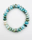 Large Faceted Larimar Rondelle Bracelet with Three Diamond Sterling Silver Rondelle