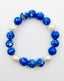 Bright Blue Jasper Ball Bracelet with Freshwater Baroque Pearl, 7.25"