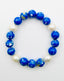 Bright Blue Jasper Ball Bracelet with Freshwater Baroque Pearl, 7.25"