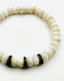 Moonstone Rondelle Stretch Bracelet with Three Black Spinel Rondelles, Sterling Silver