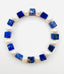 Cube Lapis and White Freshwater Pearl Bracelet, 7.35"