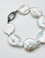 Large Organic Shaped Freshwater Coin Pearl with Sterling Silver Diamond Clasp