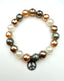 Multi Mystic Faceted Agate Stretch Bracelet with Sterling Silver Diamond Peace Symbol, 7.35"