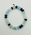Aquamarine, Rainbow Moonstone, Lapis, Diamond Bracelet with Sterling Silver