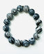 Black and White Fordite Bracelet with Diamond Rondelle, 7.35"