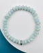 Natural Milky Aquamarine Faceted Rondelle Bracelet with Sterling Silver and Diamond Rondelle