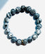Black & White Fordite Bracelet with Diamond Rondelle, 7.25"