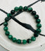 Raw Emerald with a Diamond and Sterling Silver Rondelle Stretch Bracelet