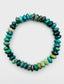 Faceted Chrysocolla Rondelle Stretch Bracelet with Sterling Silver Diamond Rondelle