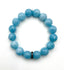Light Blue Faceted Quartz Ball Bracelet With Sterling Silver Diamond Rondelle