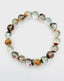 Multi-Color Smooth Phantom Quartz Stretch Bracelet with Sterling Silver Diamond Rondelle