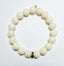 Faceted Mystic Whtie Silverite Ball Bracelet with Diamond Rondelle, 7.25"