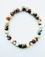 Faceted Petrified Wood Rondelle Bracelet with Diamond Rondelle, 7.25"