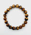 Smooth Tiger's Eye Ball Stretch Bracelet with Sterling Silver Diamond Rondelle