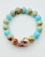Natural Freshwater Baroque Pearl with Natural Impression Jasper Ball Bracelet, 7.25"